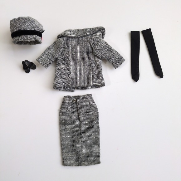 Vtg 60s Mattel Barbie Career Girl #954 Tweed Suit Outfit Black White COMPLETE - Picture 8 of 10